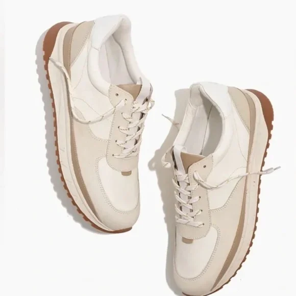 Madewell Kickoff Trainer Sneakers in Neutral Colorblock Leather - Picture 1 of 9